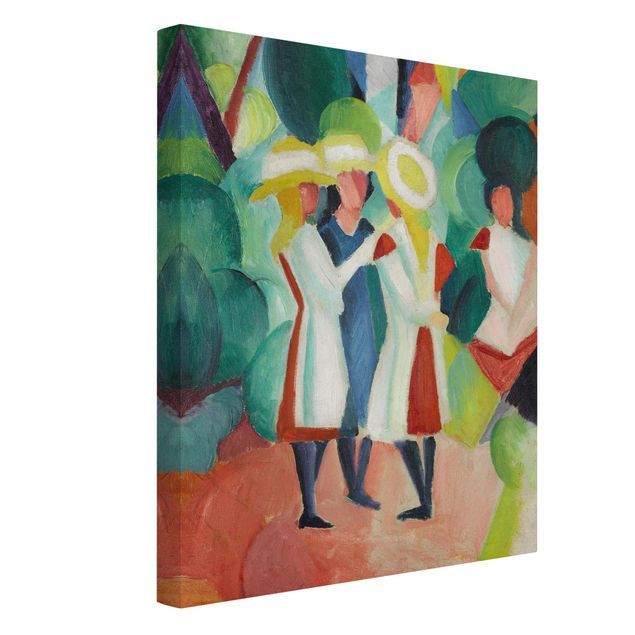 Canvas art August Macke - Three Girls in yellow Straw Hats