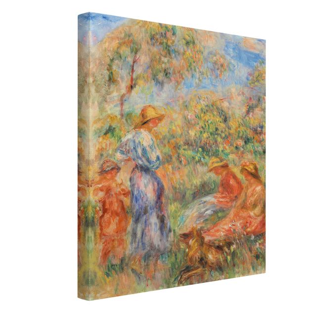 Dog canvas Auguste Renoir - Three Women and Child in a Landscape