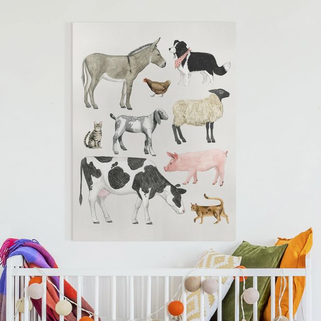 Cat canvas art Farm Animal Family II