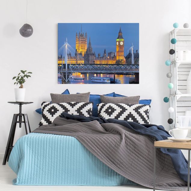 London skyline canvas Big Ben And Westminster Palace In London At Night