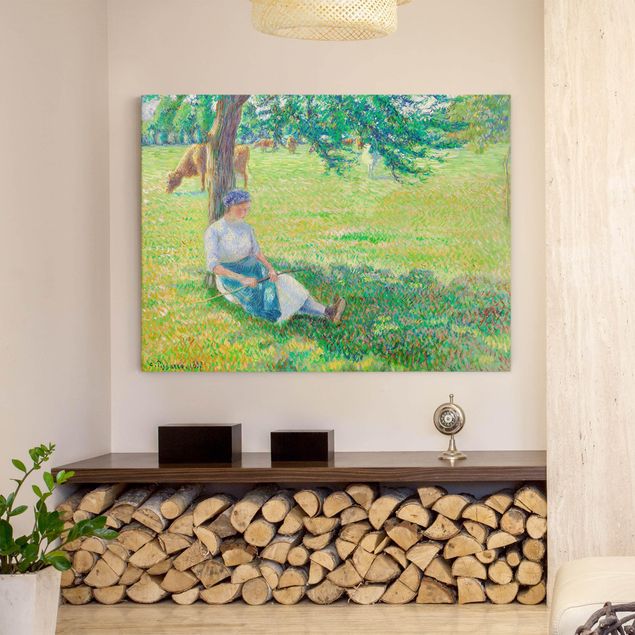 Pointillism art Camille Pissarro - Cowgirl, Eragny