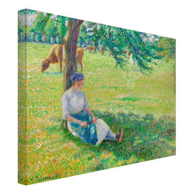 Art style post impressionism Camille Pissarro - Cowgirl, Eragny