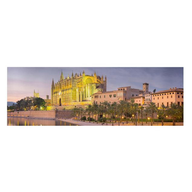 Canvas prints architecture Catedral De Mallorca Water Reflection