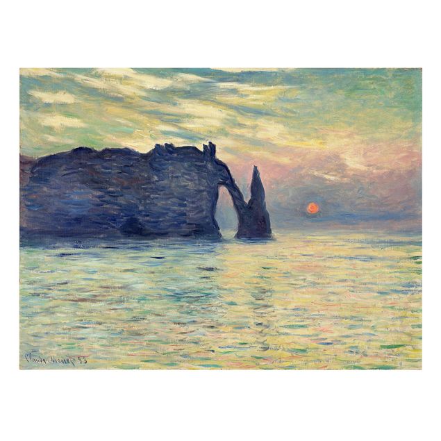 Sunset canvas wall art Claude Monet - The Cliff, Étretat, Sunset