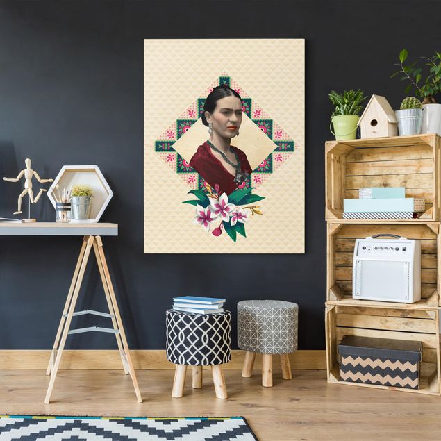 Canvas prints art print Frida Kahlo - Flowers And Geometry