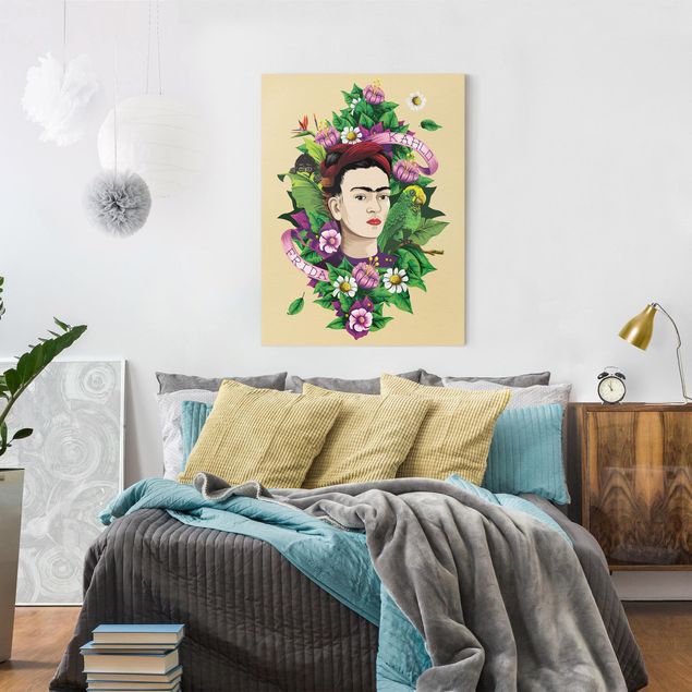 Art prints Frida Kahlo - Frida, Äffchen und Papagei