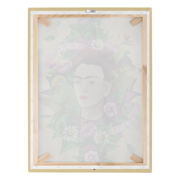 Canvas prints Frida Kahlo - Frida, Äffchen und Papagei
