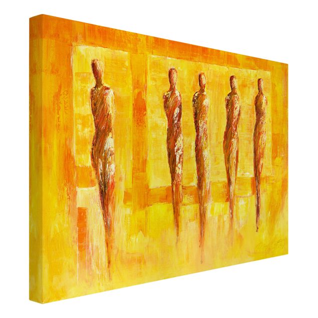 Abstract art prints Five Figures In Yellow