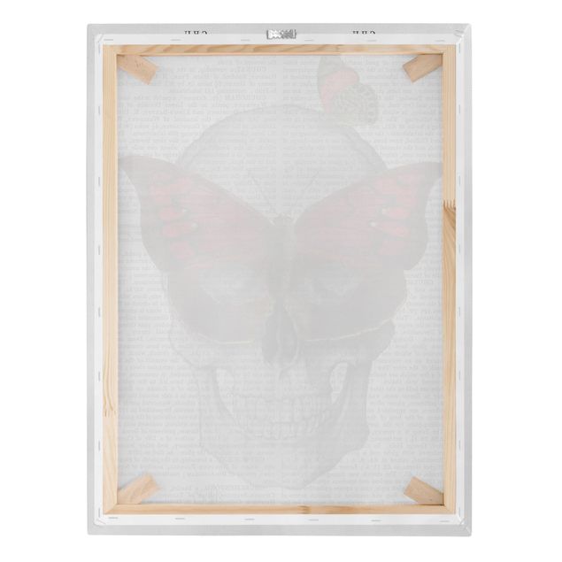 Red canvas wall art Scary Reading - Butterfly Mask