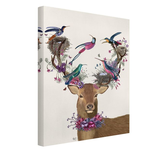 Prints animals Stag With Pigeons