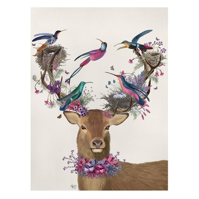 Modern art prints Stag With Pigeons