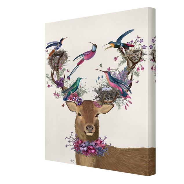 Animal canvas Stag With Pigeons