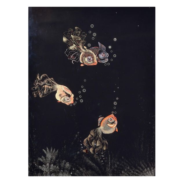 Art posters Jean Dunand - Underwater Scene with red and golden Fish, Bubbles
