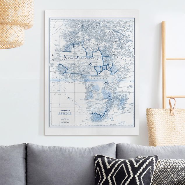 African canvas art Map In Blue Tones - Africa