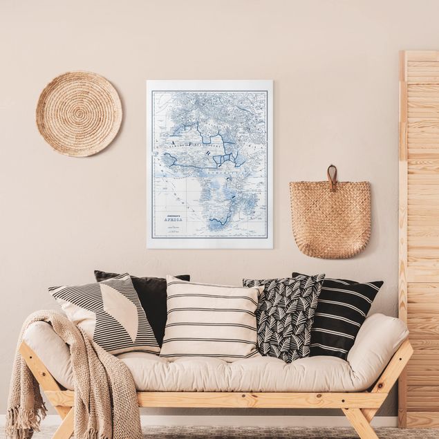 Printable world map Map In Blue Tones - Africa