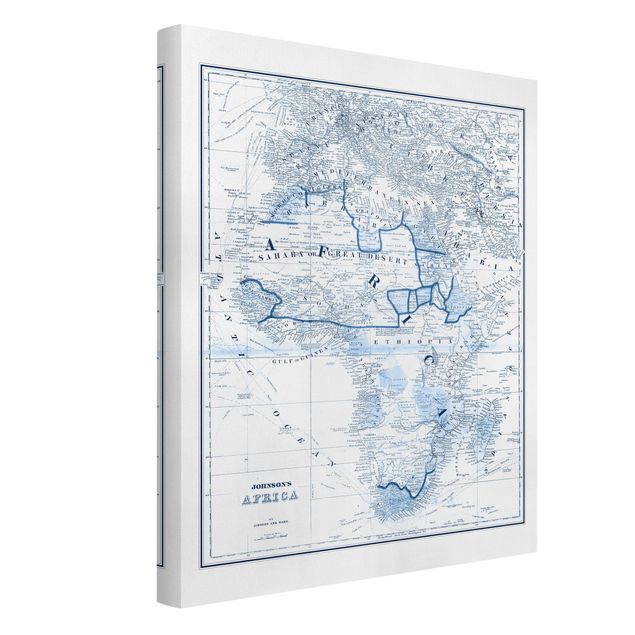 World map canvas Map In Blue Tones - Africa