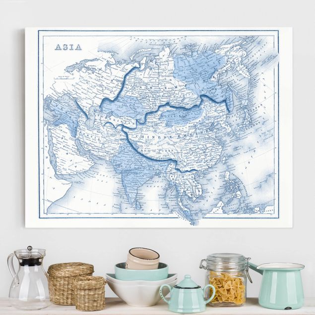 Kitchen Map In Blue Tones - Asia