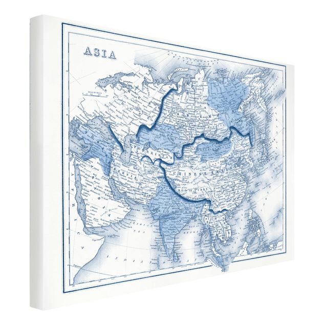 World map canvas Map In Blue Tones - Asia