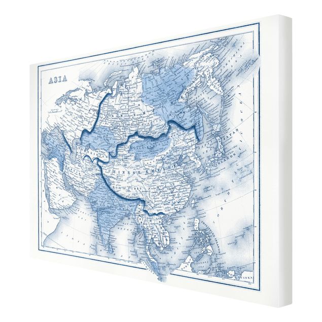 Prints Map In Blue Tones - Asia