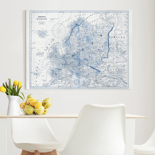 Vintage posters Map In Blue Tones - Europe