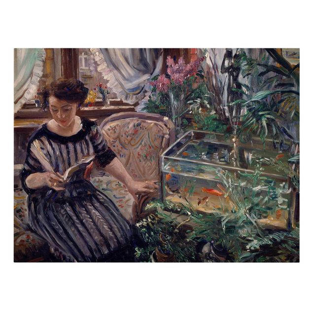 Canvas art Lovis Corinth - A Woman Reading Near A Goldfish Tank