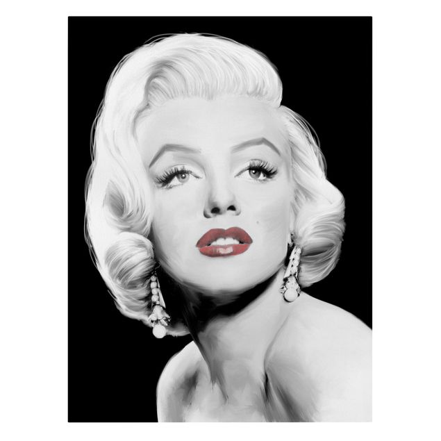 Prints black and white Marilyn With Earrings