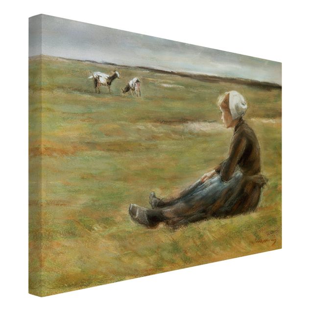 Art prints Max Liebermann - Goat Herdess In Sand Dunes