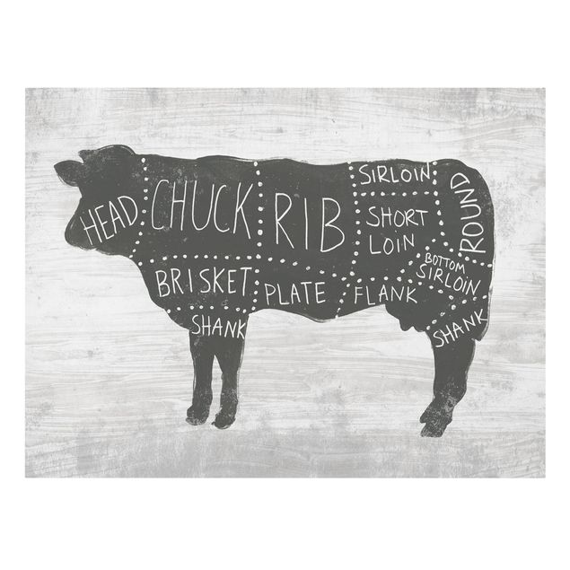 Black and white art Butcher Board - Beef