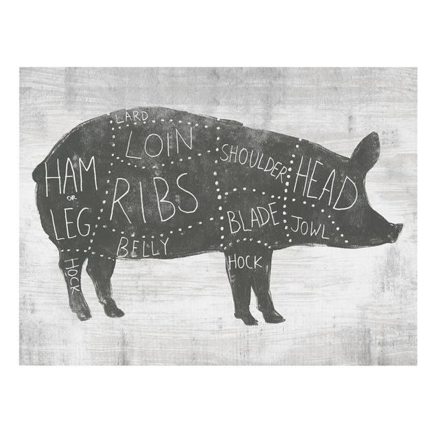 Black and white art Butcher Board - Pig