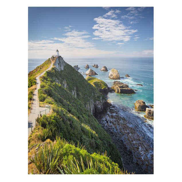 Canvas mountain Nugget Point Lighthouse And Sea New Zealand
