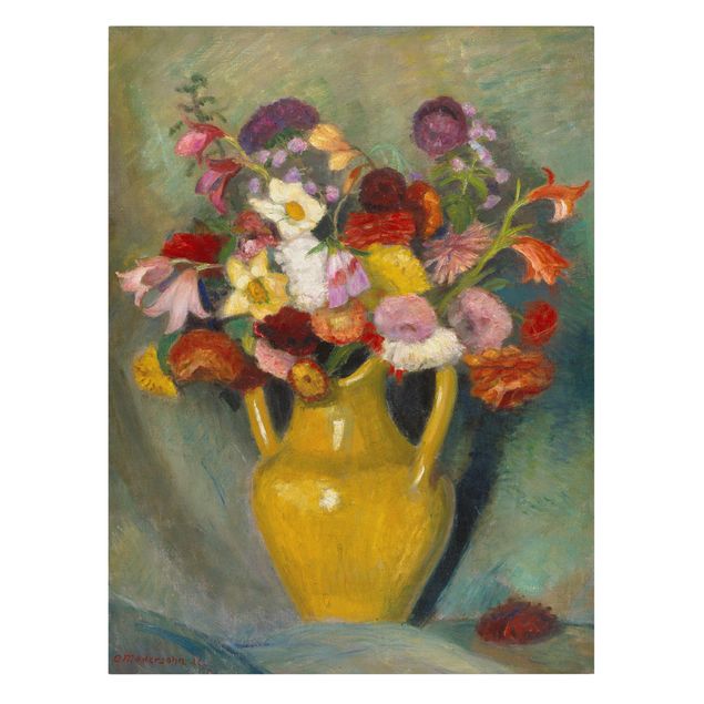 Canvas art Otto Modersohn - Colourful Bouquet in Yellow Clay Jug
