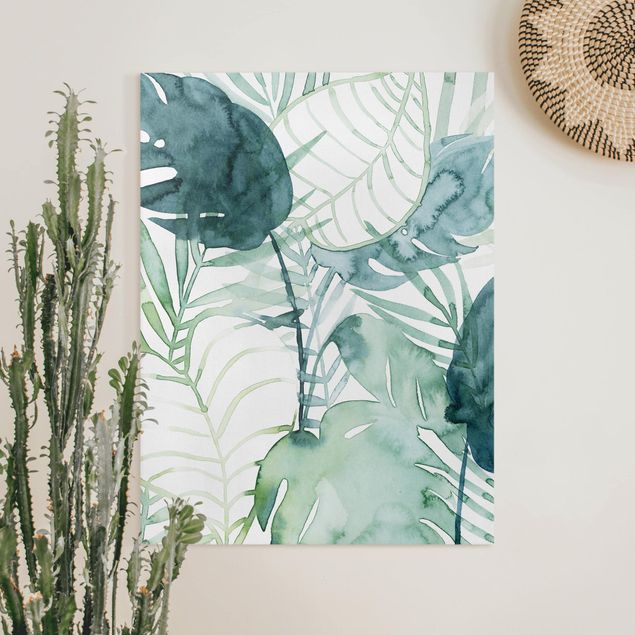 Floral canvas Palm Fronds In Water Color II