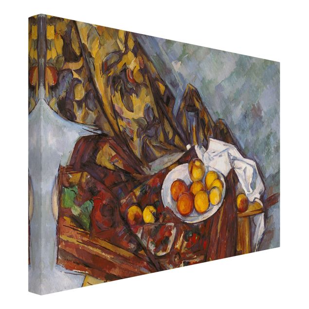 Art styles Paul Cézanne - Still Life, Flower Curtain, And Fruits