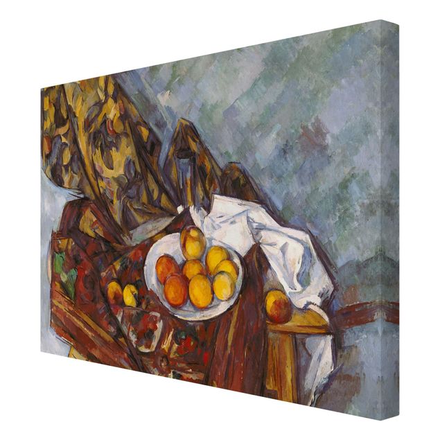 Canvas prints art print Paul Cézanne - Still Life, Flower Curtain, And Fruits