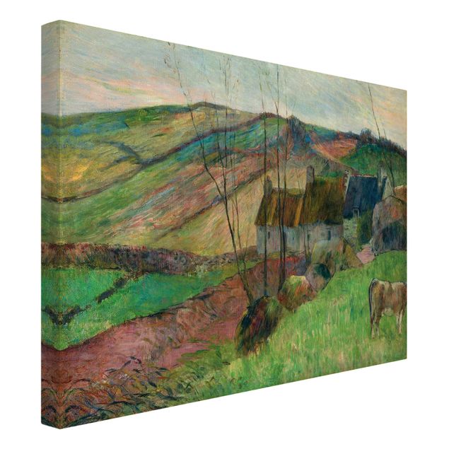 Prints landscape Paul Gauguin - Cottages On The Side Of Montagne Sainte-Marguerite