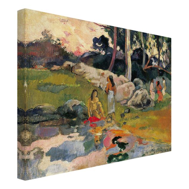 Prints landscape Paul Gauguin - Women At The Banks Of River
