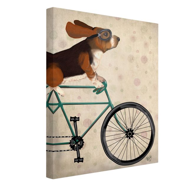 Pug canvas Cycling - Basset On Bike