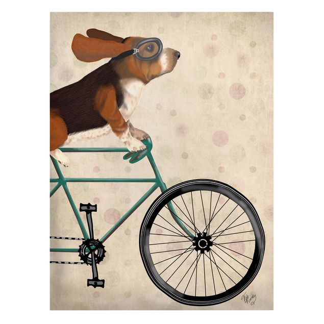 Vintage wall art Cycling - Basset On Bike