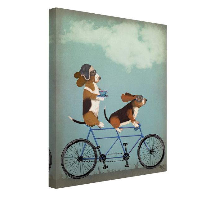 Pug canvas Cycling - Bassets Tandem