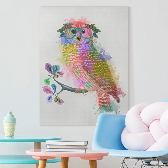 Animal wall art Rainbow Splash Owl