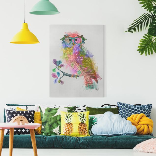 Contemporary art prints Rainbow Splash Owl