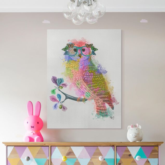 Kids room decor Rainbow Splash Owl