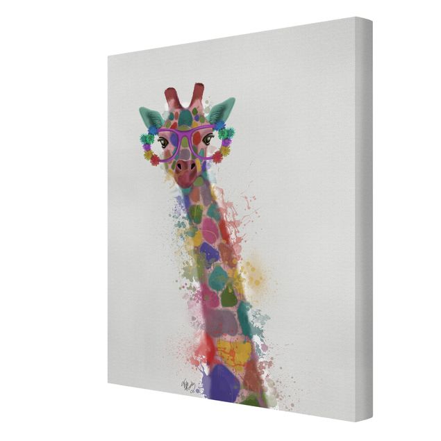 Canvas prints animals Rainbow Splash Giraffe