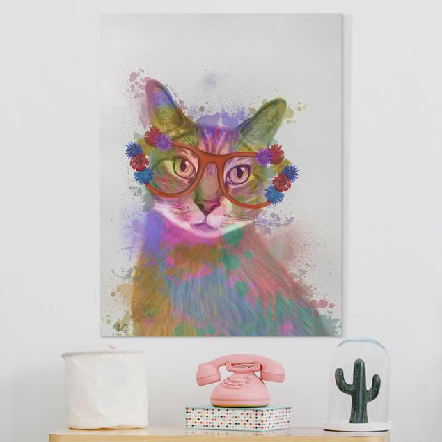 Kids room decor Rainbow Splash Cat
