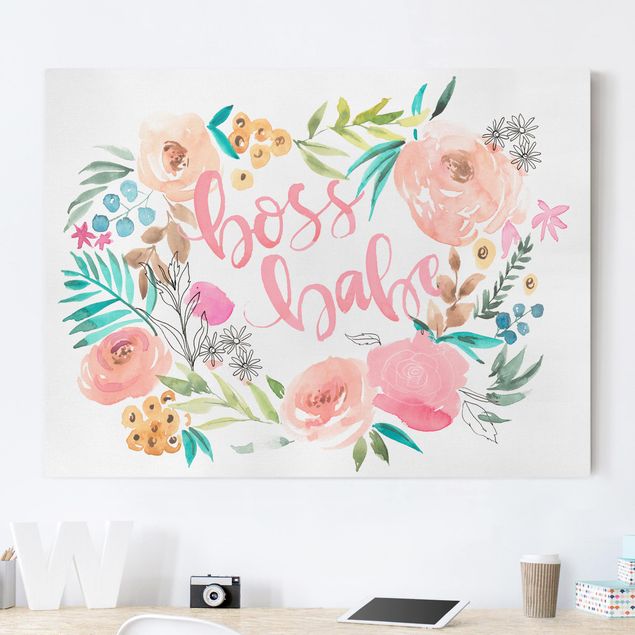 Prints nursery Pink Flowers - Boss Babe