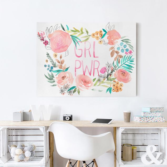 Prints quotes Pink Flowers - Girl Power