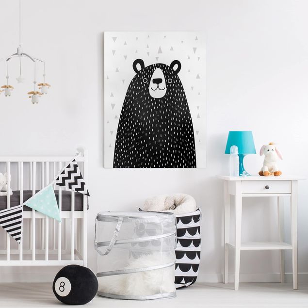 Wall art black and white Zoo With Patterns - Bear
