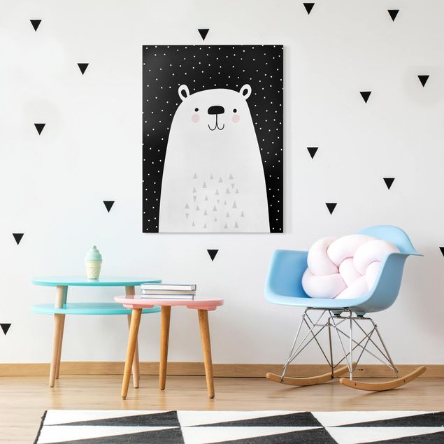 Black and white canvas art Zoo With Patterns - Polar Bear