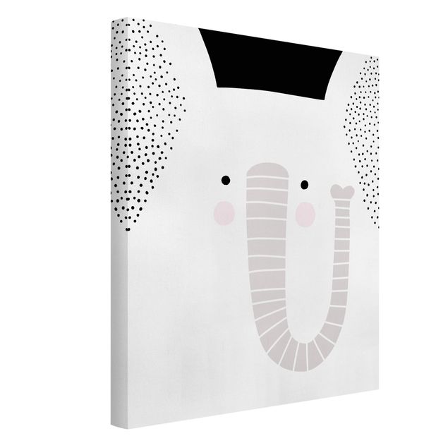 Black and white canvas art Zoo With Patterns - Elephant