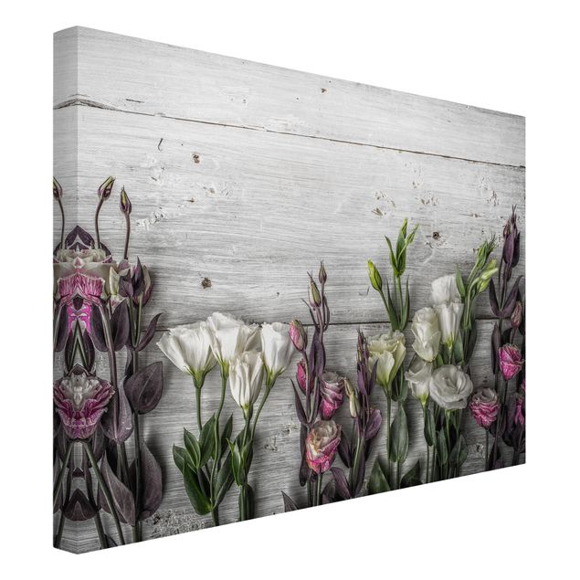 Prints flower Tulip Rose Shabby Wood Look